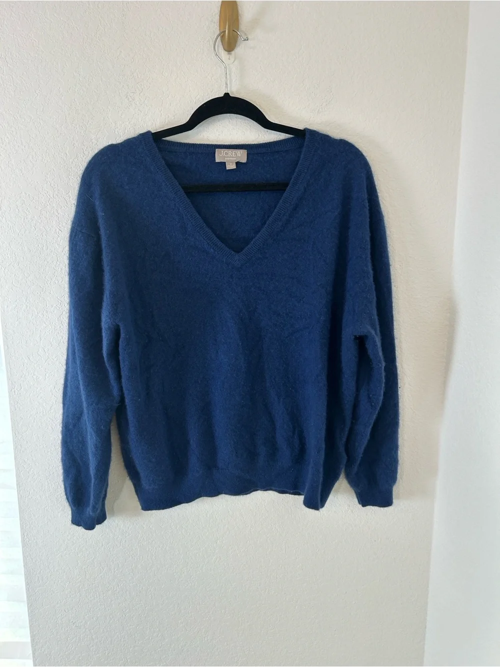 J. Crew Deep Blue Cashmere V-Neck Sweater M